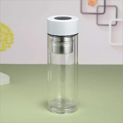 Magnetisch Glas Voor Mannen Zakelijk Dubbelglas Anti-Broei Ontwerp Filter Theekop Draagbaar Verzegeld Lekvrij Theekopje 320-410ml gray