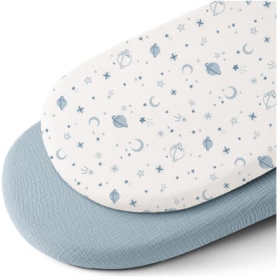 Getailleerd laken - 2 stuks - S - 82*41CM - Gekreukt kinderlaken - Volledige hoes voor kinderbedje - Ademend kinderlaken - Wieglaken - Zacht en ademend - Geschikt voor wiegjes, ledikantjes en ovale manden - Matrashoes
