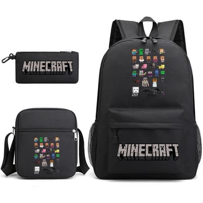 Minecraft Schooltas Game Merchandise Student Grote Capaciteit Print Drie Delige Schooltas Mannen En Vrouwen Three-piece set
