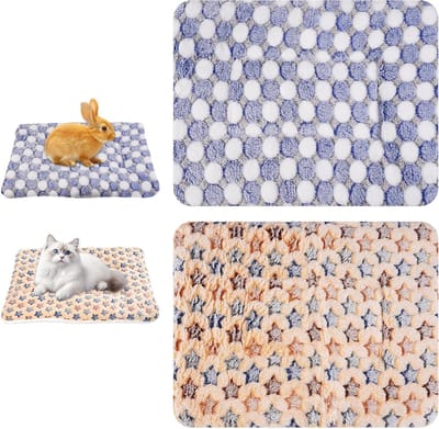 Pluche Bedden voor Kleine Dieren - Wasbare Slaapmat voor Konijnen, Cavia's en Hamsters - Warm en Zacht Fleece 37 x 27 cm