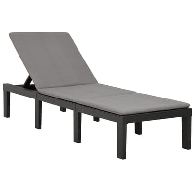 vidaXL - Ligbed - met - kussen - kunststof - antracietkleurig