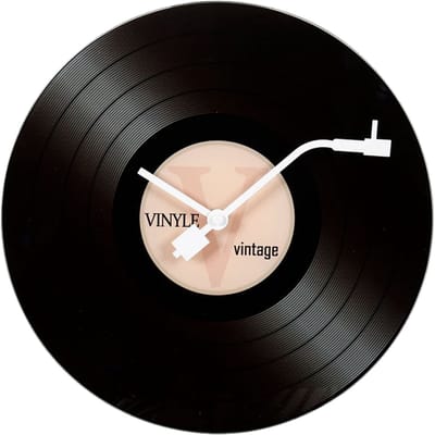 Ostaria Wandklok/muur klok Vinyl - D30 cm - glas - LP - keuken/kamer