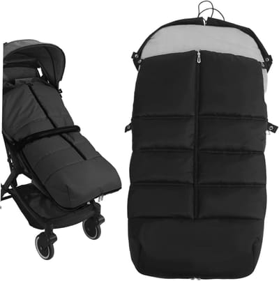 Wandelwagen Voetenzak - Kinderwagen Dekje - Baby Warm Houden - Waterdichte Fleece - 90x45 cm - Zwart