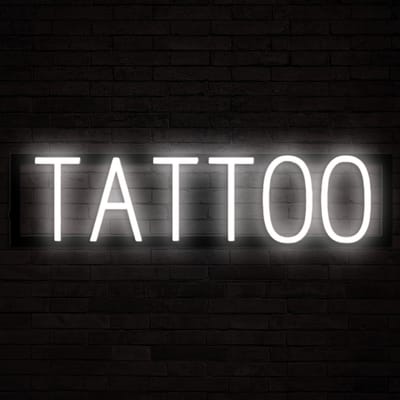 TATTOO - Lichtreclame Neon LED bord verlicht | SpellBrite | 63,54 x 16 cm | 6 Dimstanden & 8 Lichtanimaties | Reclamebord neon verlichting