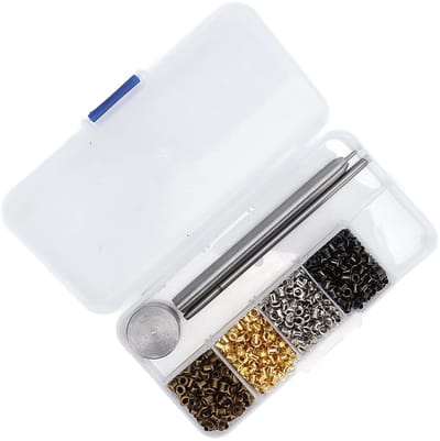 Dailygoods- Doorvoertules 800 Stuks - Mini Doorvoertules - Hoogwaardig Koper - Installatietool - Plastic Opbergdoos - Voor Lederen Ambachten - Ogen