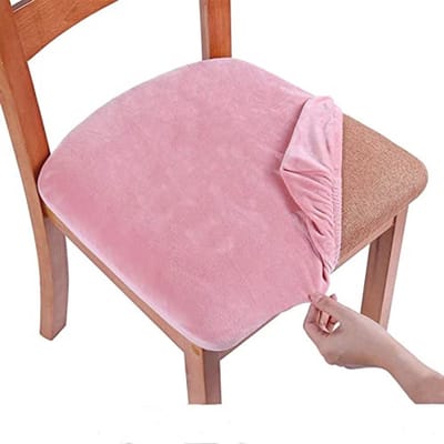 Zachte Velours Stoelhoezen voor Eetkamerstoelen - Set van 4 Roze, Wasbare en Rekbare Covers