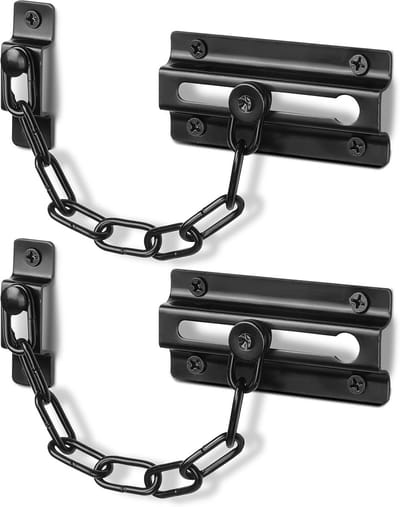 Deurketting Slot - Veiligheidsketting Deur - Extra Beveiliging - Verstelbare Kettingslengte - 2 Stuks - Zwart