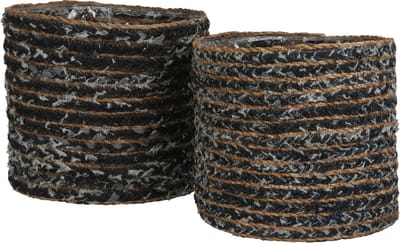 Mica Decorations Gill Mand voor Planten - Set van 2 - H26 x Ø30 cm - Katoen - Blauw