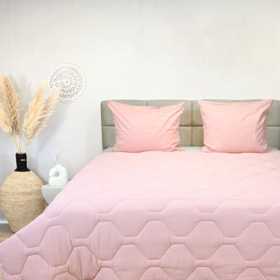 HappyBed Dekbed zonder overtrek 240x200 - 100% Katoen - Wasbaar Dekbed - Bedrukt dekbed zonder hoes - Hoesloos Dekbed - Lits Jumeaux - Pink