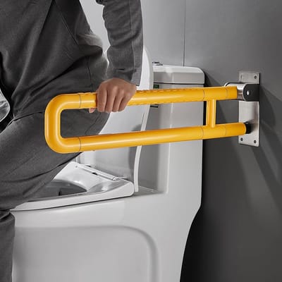 Veiligheidsbeugel Badkamer - Toilet handgreep - Ondersteuning bij toilet - Antislip design - 70 cm - Geel