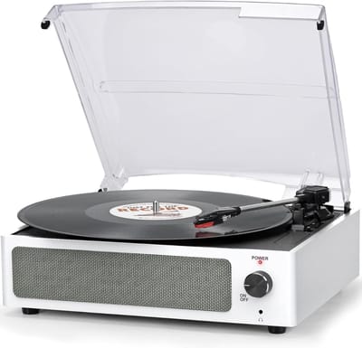 DD® Platenspeler met Speakers - Ingebouwde Speakers - Retro - 37x34x15cm - Retro Wit
