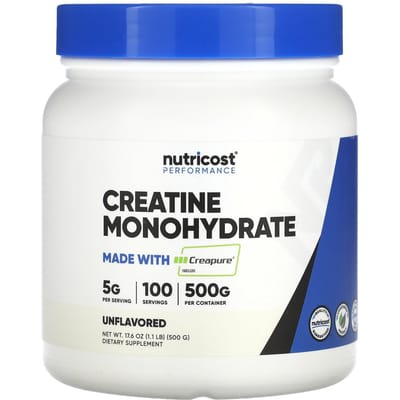 Nutricost, Atletische Prestaties, Creatine Monohydraat, Ongezoet, 1,1 lb (500 gr)