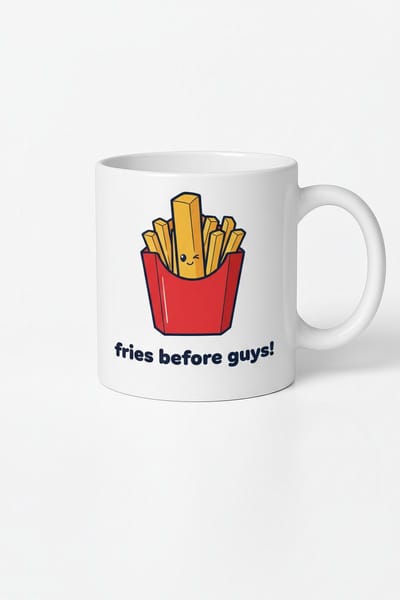 Fries Before Guys Mok - Grappige Patat Beker met Wenkende Friet | Cadeau voor Vrouwen