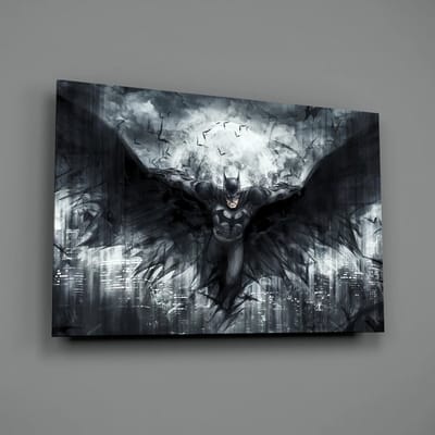 Glasschilderij - Batman - Moderne Kunst - Woonkamer - Slaapkamer - 110x70 cm