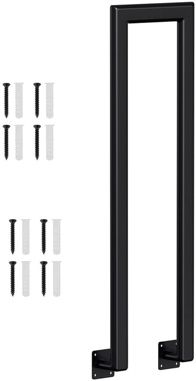85 cm U-vormige trapleuning zwart ijzer elliptische buis leuning voor trappen voor universeel gebruik binnen en buiten, gangen zijdelingse montage