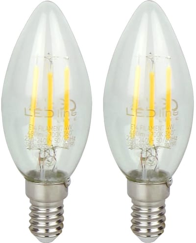 LED line LITE LED Filament Kaarslamp C35 E14 - 4W (vervangt 40W) - 480lm - Ø35mm - 230V - Energiezuinig - 2 stuks