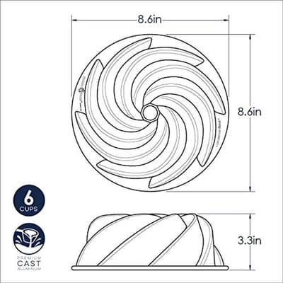 Tulbandvorm met filigraan inkepingen - Aluminium - 21,6 x 21,6 x 10,2 cm - Ideaal voor hobbybakkers
