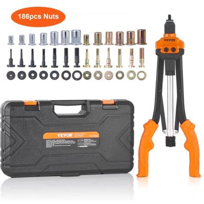 VEVOR Blindklinkmoertangset Blindklinkmoertang 410 mm, Blindklinkmoertang 13 sets moeren en doornen, Klinkmoergereedschap M3 M4 M5 M6 M8 M10 M12 Professionele handklinknageltang, Klinkmachine Draadmoer Klinknagels