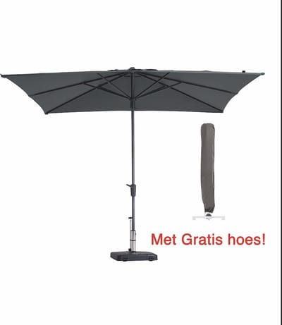 Parasol Vierkant Grijs Madison 280 x 280 cm met GRATIS Cover4All Hoes