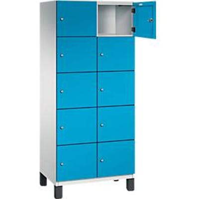 C+P Cambio lockerkast, 2 vakken, 10 vakken, op poten, B 800 x D 525 x H 1980 mm, lichtgrijs/lichtblauw
