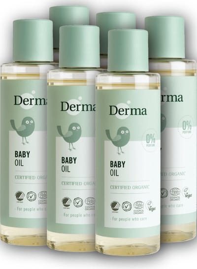 Derma Eco Babyolie - Hypoallergeen - Parfumvrij - met Vitamine E - voor Gevoelige Babyhuid - 6 x 150 ml