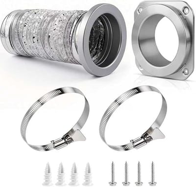 110mm Luchtafvoerslang - 0.8m - Magnetische Bevestiging - Inclusief 2 Slangklemmen - Flexibele Ventilatieslang Buis - Flexibel Afzuigkap Wasdroger Lucht Afvoer Slang - Magnetische Afvoerslang Voor Wasdrogers