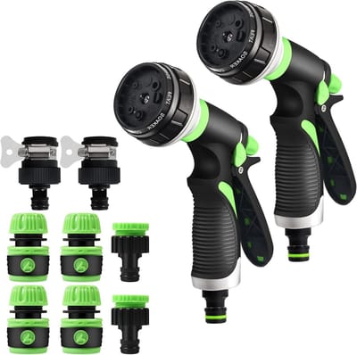 Tuinsproeier Set van 2 met 8 Irrigatiepatronen en Instelbare Waterstroom voor Tuin en Auto