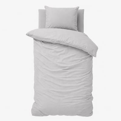 Decoware Dekbedovertrek Uni 140x220 cm - Grijs - Katoen - Met Kussensloop - Eenpersoons