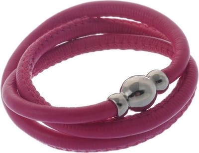 Behave - Wikkelarmband fuchsia - Zilverkleur sluiting - Statement stijl