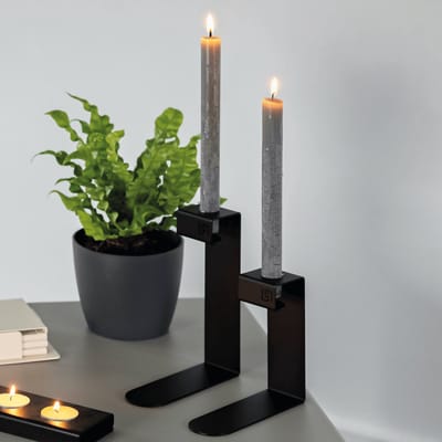 Kandelaar Mino | Zwart | Elegant | Industrieel | Kaarsenhouder | Modern | Mix en Match | Metaal | 2 stuks