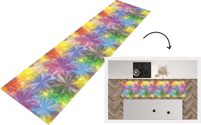 Keukenloper - Loper keuken - Regenboog - Bloemen - Abstract - Patronen - 200x50 cm - Keukenloper vinyl