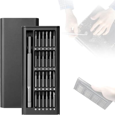 Geschikt voor Magnetische schroevendraaierset Upgraded Edition 24-in-1 kleine magnetische schroevendraaierset, hoogwaardige, in doos verpakte, geschikt voor iPhone, iPad, computer, laptop (zwart)