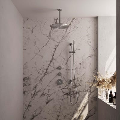 Brauer Brushed Edition Thermostatische Regendoucheset Inbouw - Hoofddouche 30 cm - Handdouche Staaf - Doucheslang - Geintegreerde Glijstang - Rvs