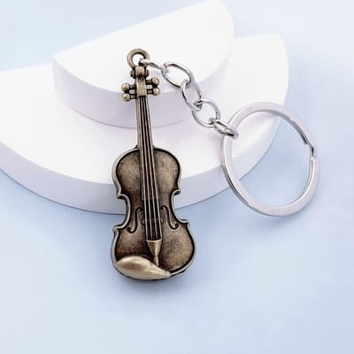 1 stuks Vintage Viool Sleutelhanger, Creatieve Gepersonaliseerde Sleutelring, Decoratieve Ronde Ring Sleutelhouder voor Vrouwen, Ideaal voor Afscheidsceremonie, Enkel Stuk gray