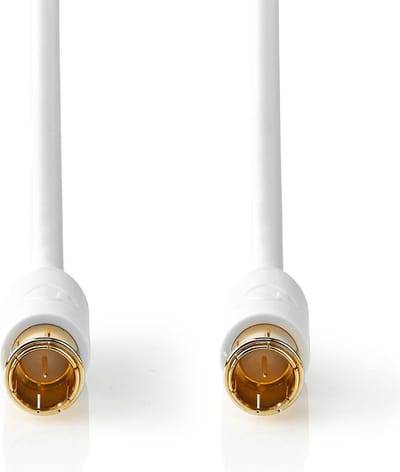Nedis F Quick - F Quick Cables - F-Male Quick - F-Male Quick - Verguld - 75 Ohm - Dubbel Afgeschermd - 10.0 m - Rond - PVC - Wit - Window Box