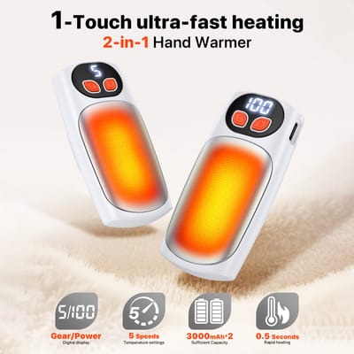 Oplaadbare Handwarmers Herbruikbaar 2 Stuks – Elektrische Handwarmers–Langdurige Warmte –Display & 5 Standen–Voor Outdoor, Wintersport, Golf en bij Raynaud - Perfect Kerstcadeau voor Hem en Haar