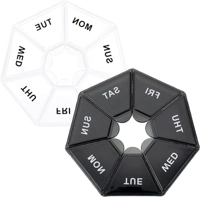 7 Dagen Pillen Organizer, 2 Stuks Medicijn Doos, Draagbare Pillenhouder voor Reizen, Ideaal voor Vitaminen en Supplementen