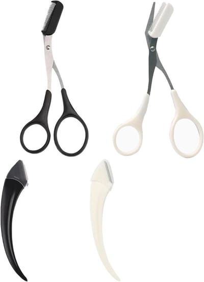Wenkbrauw- en wimpertrimmerset van roestvrij staal, 4-delige set voor precieze vormgeving. Beauty-accessoire voor dames en heren - professionele kwaliteit.
