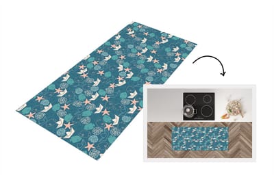 Keukenloper - Loper keuken - Patronen - Strand - Zee - 120x50 cm - Keukenloper vinyl