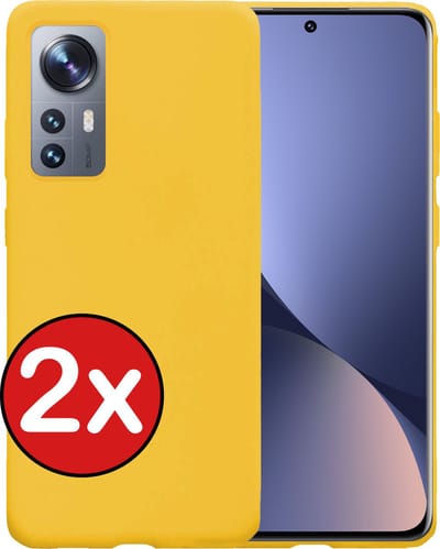 Hoesje - 2 Stuks - Geschikt voor Xiaomi 12 - Sterk & Shockproof - Telefoonhoes - Back Cover - Case Siliconen - Telefoon Hoes - Geel