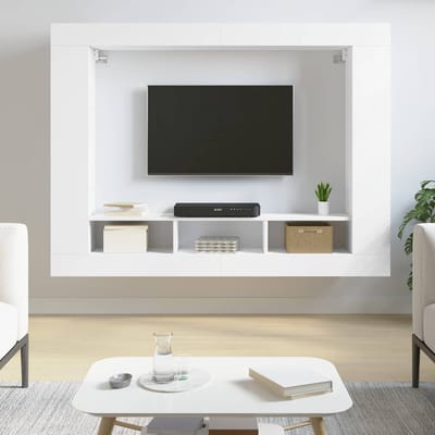 vidaXL - Tv-meubel - 152x22x113 - cm - bewerkt - hout - wit