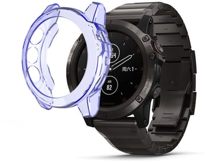 Stravo Soft Case Sport Hoesje voor Garmin Fenix 5 / Fenix 5 Plus – TPU Materiaal Bescherming – TPU Case Protectie en Beschermhoes voor Garmin Smartwatches (Blauw)