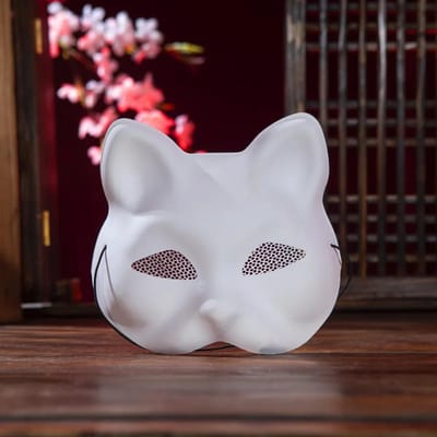 1 Pièce Masque de Fête Peint à la Main Bricolage Masque Visage Chat en Maille Masque Blanc vierge PVC Halloween Fête Mascarade Cosplay Déguisement Accessoires white