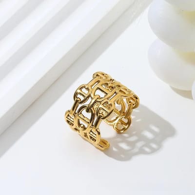 Overdreven En Modieuze Dames Open Eind Ring, Verstelbaar En Kleurecht, Een Trendy Item In Handjuwelen