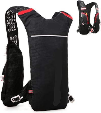 QIN® Hardloop Rugzak - Running Backpack - Hardlooprugzak - Waterdichte Sportrugzak - 5L - Zwart - 17cm x 39cm x 17cm