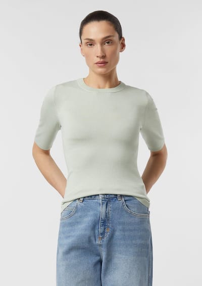 Dames Korte Mouwen Ronde Hals T-shirt in Zachte Stof COMMA