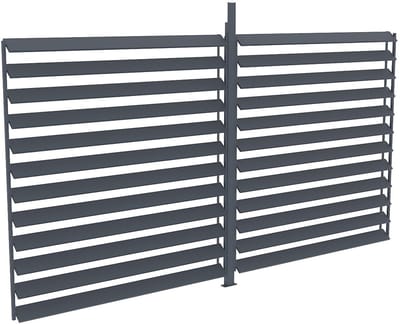 Vente-unique Richtbare zonnewerende scheidingswand in aluminium voor bioklimatische pergola donkergrijs - L3,68 x H2,2 m - BOLSENA