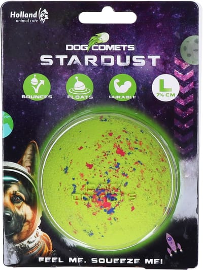 Dog Comets Stardust Ø 7,5 cm - Hondenspeelgoed - 100% Rubber - Hondenbal Large - Tennisbal - 1 stuk - Groen