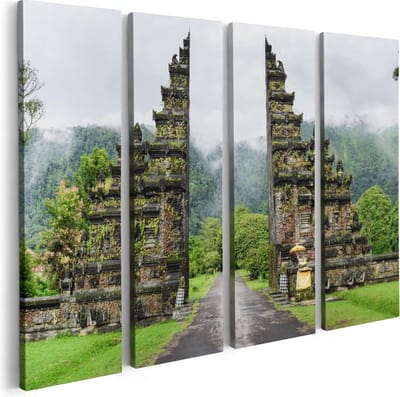 Artaza Canvas Schilderij Vierluik Tempel Poort in Bali - 80x60 - Foto Op Canvas - Canvas Print