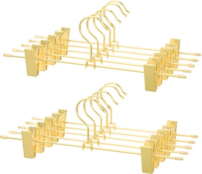 SONGMICS - Kledinghangers - Metalen Kledinghangers - 10 Stuks met 2 Klemmen - 360° Draaibaar en Ruimtebesparend